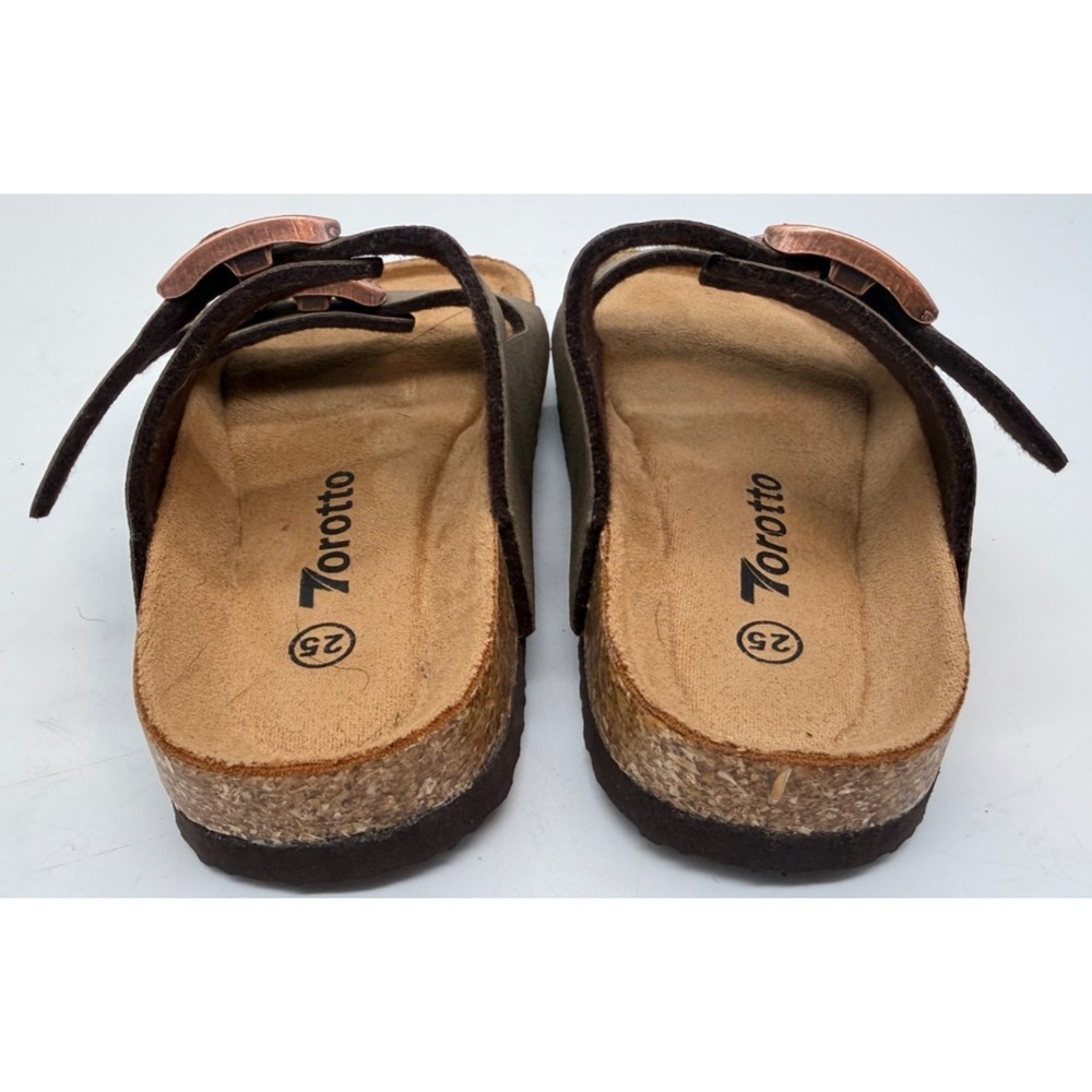 Torotto Double Strap Slide Sandals Brown Cork Copper Buckles | Toddler 25 - Picture 2 of 9